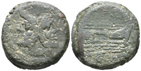 Uncertain series, after 211 BC. Æ As (28mm, 22.44g). Laureate head of Janus. R/ Prow of galley r. Fine - Good Fine