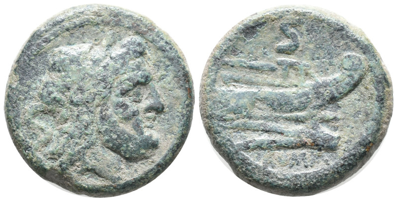 Anonymous, Rome, after 211 BC. Æ Semis (26mm, 17.05g). Laureate head of Saturn r...