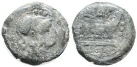 Uncertain series, c. 2nd century BC. Æ Triens (21mm, 9.00g). Helmeted head of Minerva r. R/ Prow r. Cf. Crawford 173/3. Fine