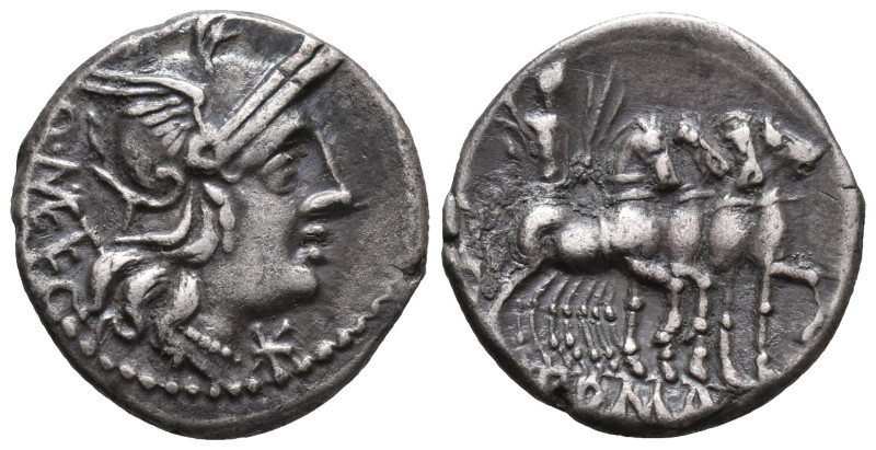 Q. Caecilius Metellus, Rome, 130 BC. AR Denarius (19mm, 3.72g). Helmeted head of...