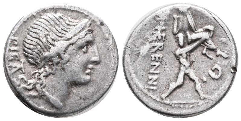 M. Herennius, Rome, 108-107 BC. AR Denarius (17mm, 3.84g). Diademed head of Piet...