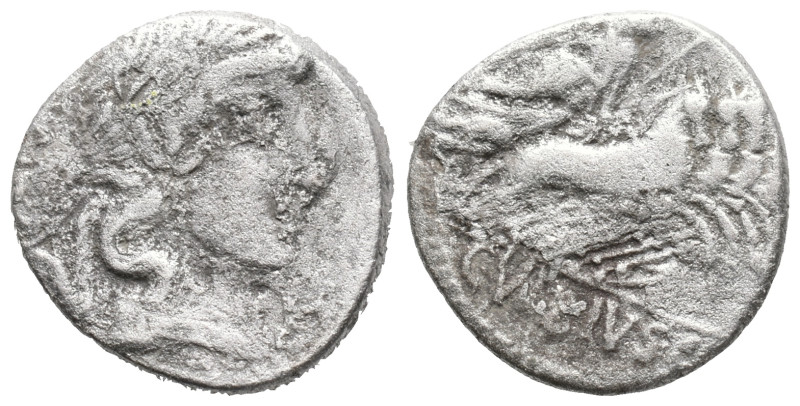 C. Vibius C.f. Pansa, Rome 90 BC. AR Denarius (16mm, 3.54g). Laureate head of Ap...