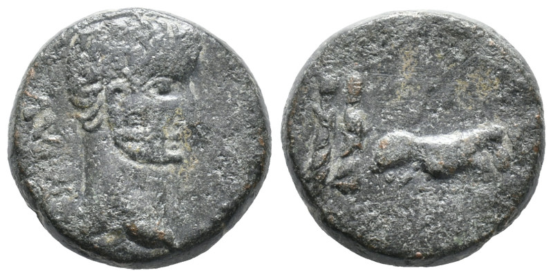 Augustus (27 BC-AD 14). Macedon, Philippi. Æ (15mm, 4.78g). Bare head r. R/ Two ...