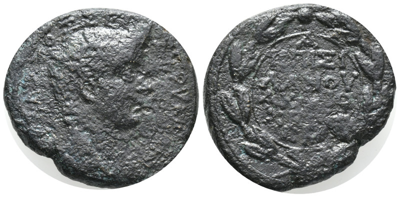 Tiberius (14-37). Seleucis and Pieria, Antioch. Æ As (28mm, 16.41g). Regnal year...