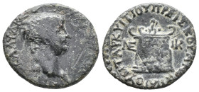 Nero (54-68). Bithynia, Nicaea. Æ (18mm, 3.57g). M. Tarquitius Pricus, proconsul. Bare head r. R/ Altar inscribed ΠAT/RΩN/OΣ in three lines. RPC I 205...