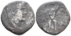 Nero (54-68). Seleucis and Pieria, Antioch. AR Tetradrachm (23mm, 7.11g). Uncertain date. Laureate bust r., wearing aegis. R/ Eagle standing l. on thu...