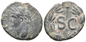 Domitian (Caesar, 69-81). Seleucis and Pieria, Antioch. Æ (19mm, 5.09g). Laureate head l. R/ S C within laurel wreath. RPC II 2017. VF