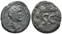 Antoninus Pius (138-161). Seleucis and Pieria, Antioch. Æ (27mm, 12.01g). Laureate head r. R/ S • C within laurel wreath. RPC IV.3 6999 (temporary). N...