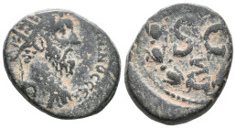 Marcus Aurelius (161-180). Seleucis and Pieria, Antioch. Æ (23mm, 7.72g). Radiate head r. R/ Large SC within wreath. Cf. RPC IV.3 online 7069 (tempora...