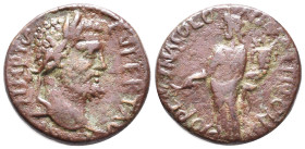 Septimius Severus (193-211). Pisidia, Antioch. Æ (19mm, 6.31g). Laureate head r. R/ Tyche standing l. holding branch and cornucopia. Cf. SNG BnF 1114....