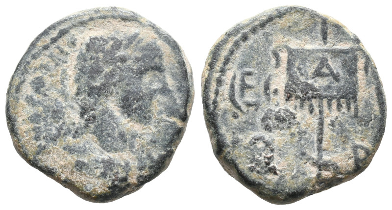 Caracalla (198-217). Mesopotamia, Rhesaena. Æ (16mm, 4.00g). Laureate head r. R/...