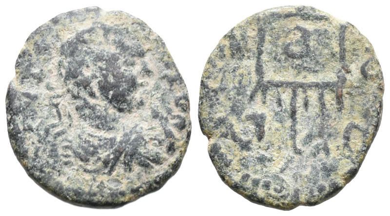 Caracalla (198-217). Mesopotamia, Rhesaena. Æ (16mm, 2.34g). Laureate, draped an...