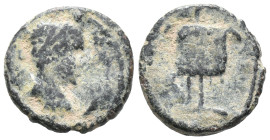 Caracalla ? (198-217). Mesopotamia, Rhesaena. Æ (15mm, 3.00g). Laureate head r. R/ Vexillum. Good Fine