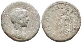Julia Paula (Augusta, 219-220). Macedon, Thessalonica. Æ (23mm, 10.15g). Draped bust r. R/ Nike standing l., holding wreath and palm. RPC VI online 16...