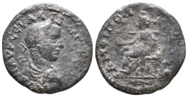 Severus Alexander (222-235). Macedon, Amphipolis. Æ (21mm, 4.96g). Laureate, draped and cuirassed bust r. R/ Tyche seated l. on throne, holding patera...