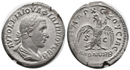 Philip I (244-249). Seleucis and Pieria, Antioch. AR Tetradrachm (23mm, 10.78g). Rome, AD 246. Laureate, draped and cuirassed bust r. R/ Eagle standin...