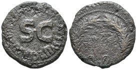Augustus (27 BC-14 AD). Æ Dupondius (24mm, 6.96g). Rome mint; T. Quinctius Crispinus Sulpicianus, moneyer, 18 BC. Legend within wreath. R/ Legend arou...