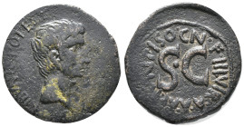 Augustus (27 BC-AD 14). Æ As (27mm, 10.90g). Rome; Cn. Piso Cn. F, moneyer, 15 BC. Bare head r. R/ Legend around large S•C. RIC I 382. Good Fine - nea...