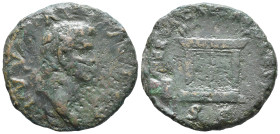 Divus Augustus (died AD 14). Æ As (27mm, 10.08g). Rome, c. AD 98. Bare head r. R/ Altar with panelled door. RIC II 133 (Nerva). Fair