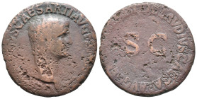 Germanicus (died AD 19). Æ As (27mm, 10.68g). Rome, 42-3. Bare head r. R/ Legend around large S • C. RIC I 106 (Claudius). Fine