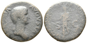 Antonia Minor (Augusta, AD 37 and 41). Æ Dupondius (27mm, 10.27g). Rome, AD 41-2. Draped bust r. R/ Claudius standing l., holding simpulum and volumen...