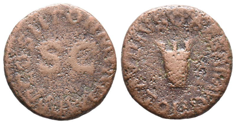 Claudius (41-54). Æ Quadrans (15mm, 2.42g). Rome, AD 41. Three-legged modius. R/...