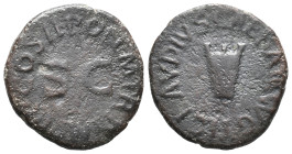 Claudius (41-54). Æ Quadrans (16mm, 2.90g). Rome, AD 41. Three-legged modius. R/ Legend around large S • C. RIC I 90. Fine - Good Fine