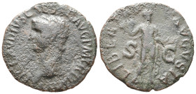 Claudius (41-54). Æ As (26mm, 6.53g). Rome, 42-3. Bare head l. R/ Libertas standing r., holding pileus and extending hand. RIC I 113. Fine - Good Fine...
