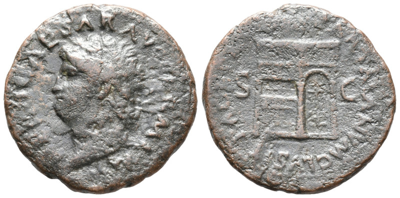 Nero (54-68). Æ As (28mm, 9.94g). Rome, c. AD 65. Laureate head l. R/ Temple of ...