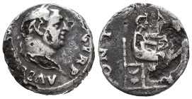 Vitellius (AD 69). Fourrèe Denarius (17mm, 2.48g). Rome, c. late April-20 December. Laureate head r. R/ Vesta seated r., holding sceptre and patera. C...