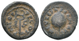 Vespasian (69-79). Æ Quadrans (17mm, 2.82g). Rome, AD 74. Rudder on globe. R/ Caduceus. RIC II 736. Fine