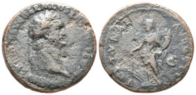 Domitian (81-96). Æ As (28mm, 12.60g). Rome. Laureate head r. R/ Fortuna standing l., holding rudder and cornucopia. Cf. RIC II 544. Fine