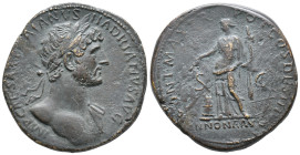 Hadrian (117-138). Æ Sestertius (33mm, 22.73g). Rome, AD 118. Laureate bust r., slight drapery. R/ Annona standing l., holding cornucopia and grain ea...