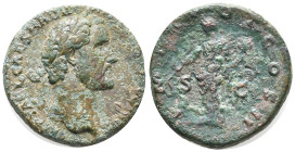 Antoninus Pius (138-161). Æ As (26mm, 11.02g). Rome, AD 139. Laureate head r. R/ Pax standing l., holding branch and cornucopia. RIC III 567. Good Fin...