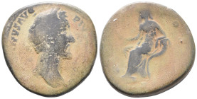 Antoninus Pius (138-161). Æ Sestertius (30mm, 25.26g). Rome. Laureate head r. R/ Securitas seated l., feet on footstool, holding sceptre and leaning o...