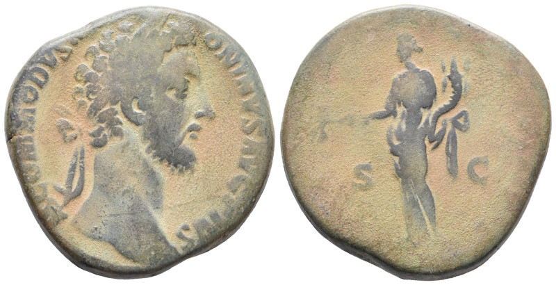 Commodus (177-192). Æ Sestertius (30mm, 24.60g). Rome, AD 184. Laureate head r. ...