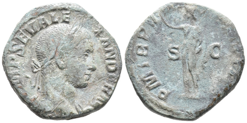 Severus Alexander (222-235). Æ Sestertius (27mm, 16.00g). Rome. Laureate bust r....