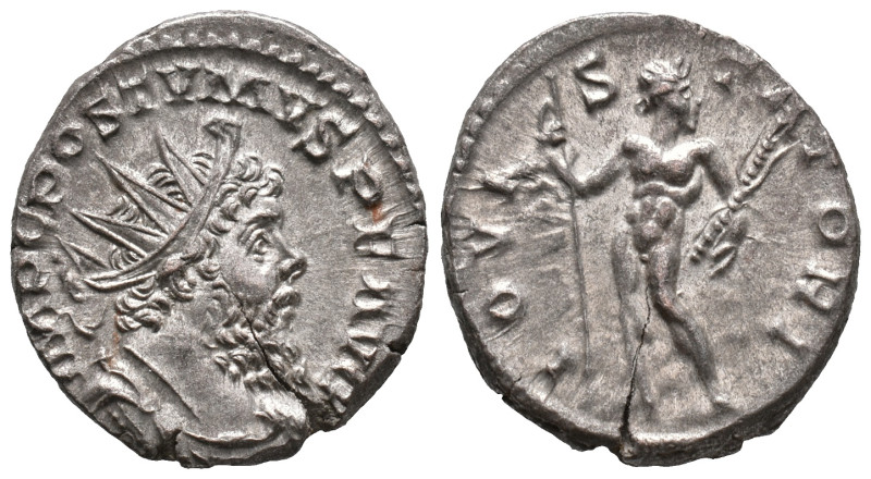 Postumus (260-269). AR Antoninianus (20mm, 3.78g). Treveri, AD 268. Radiate, dra...