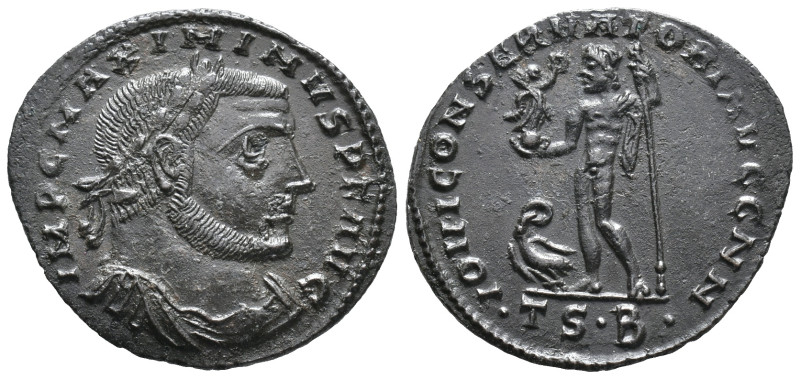 Maximinus II (310-313). Æ Follis (24mm, 3.22g). Thessalonica, 312-3. Laureate, d...