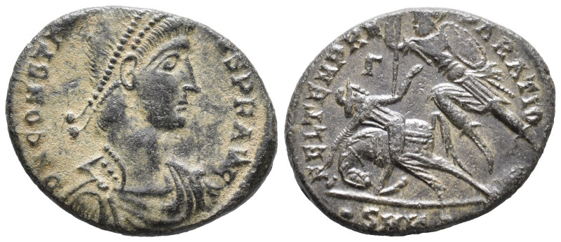 Constantius II (337-361). Æ (20mm, 4.87g). Cyzicus, 351-5. Pearl-diademed, drape...