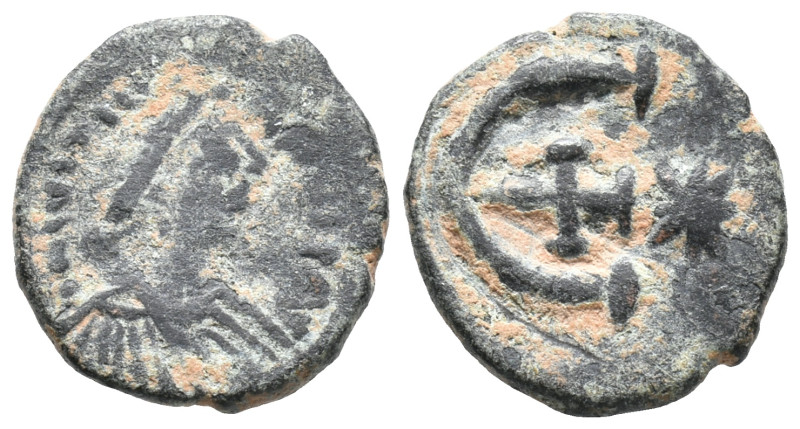 Justinian I (527-565). Æ 5 Nummi (13mm, 2.12g). Theoupolis (Antioch), c. 551-560...