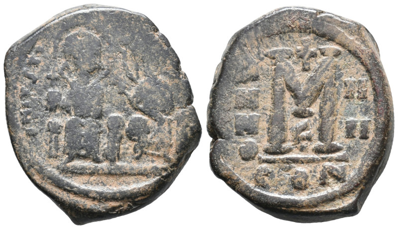 Justin II and Sophia (565-578). Æ 40 Nummi (25mm, 13.85g). Constantinople, year ...