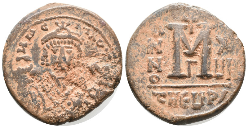 Maurice Tiberius (582-602). Æ 40 Nummi (27mm, 12.70g). Antioch, year 17. Facing ...