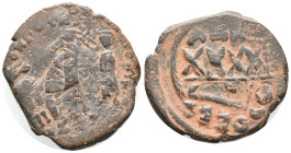 Heraclius with Heraclius Constantine (610-641). Æ 40 Nummi (31mm, 16.12g). Constantinople. Heraclius, on l. and Heraclius Constantine, on r., standing...