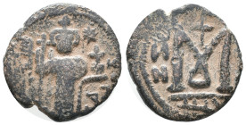 Islamic, Pseudo-Byzantine types, c. 7th-8th century. Æ Fals (18mm, 4.00g). Near VF
