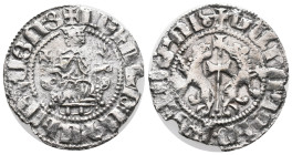 Cilician Armenia, Levon I (1198-1219). AR Tram (21mm, 3.00g). Levon seated facing on lion throne, footstool below. R/ Two lions rampant back-to-back, ...