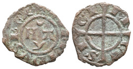 Italy, Sicily, Messina. Manfredi (1258-1266). BI Denaro (13mm, 0.60g). MA Y. R/ Cross. MIR 139; Spahr 200. VF