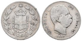 Italy, Umberto I. 1 Lira 1887 (21mm, 4.84g). Good Fine