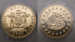 Belize. 100 dollars 1977. Proof.