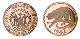 Belize. 100 dollars 1982. Proof.